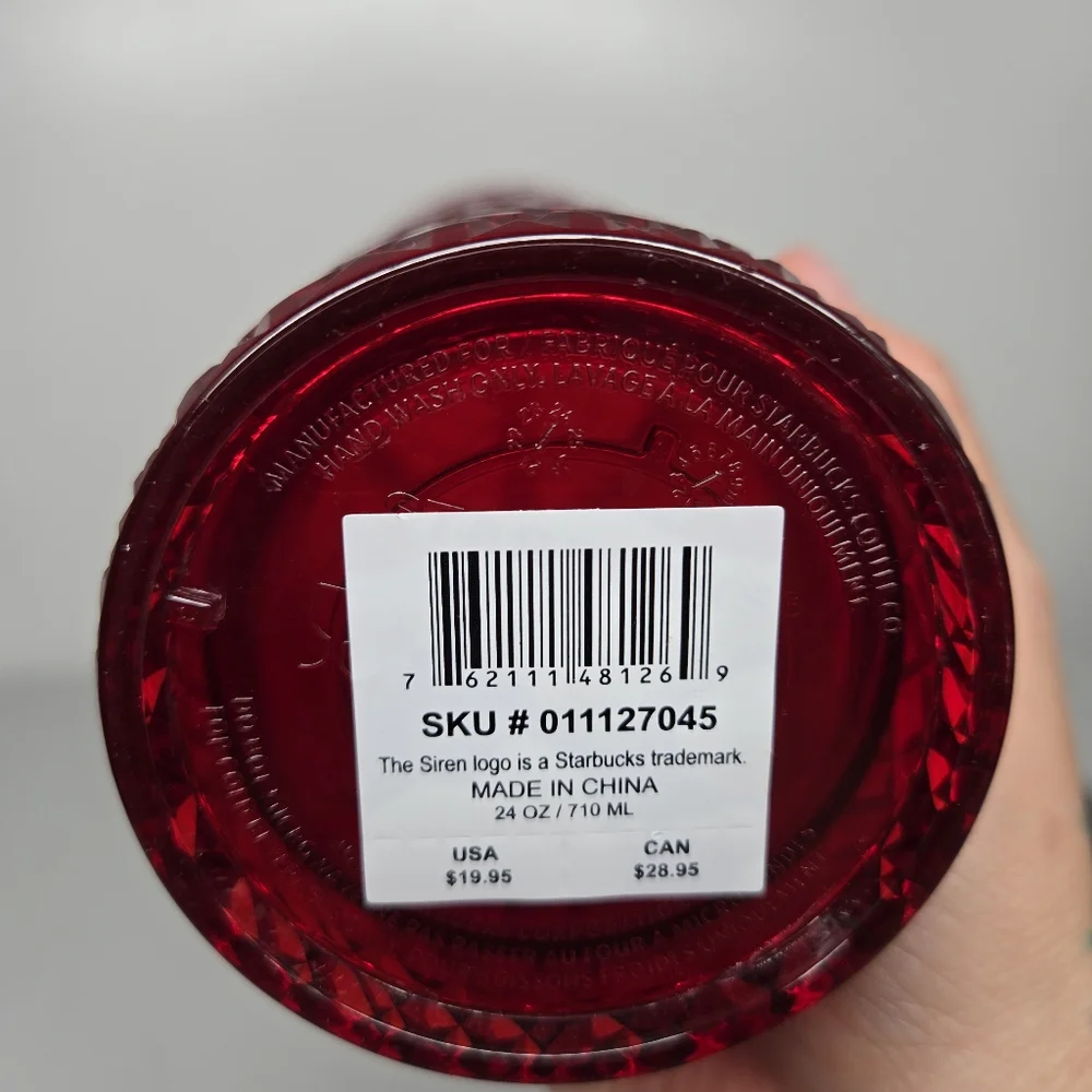 Starbucks Tumbler Red Winter Holiday 2021‎ Venti Jeweled Cold Cup 24oz Cup New